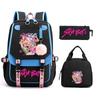 Animation Cartoon Printing Student Schoolbag Three-Piece Set Campus Trend Men And Women Versatile Casual Backpack Large Capacity