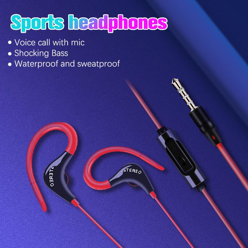 3.5Mm Wired Headphones Earhook Stereo Hanging Ear Type Earphones Sports Running Earphones Ear Hook Headset Earphones