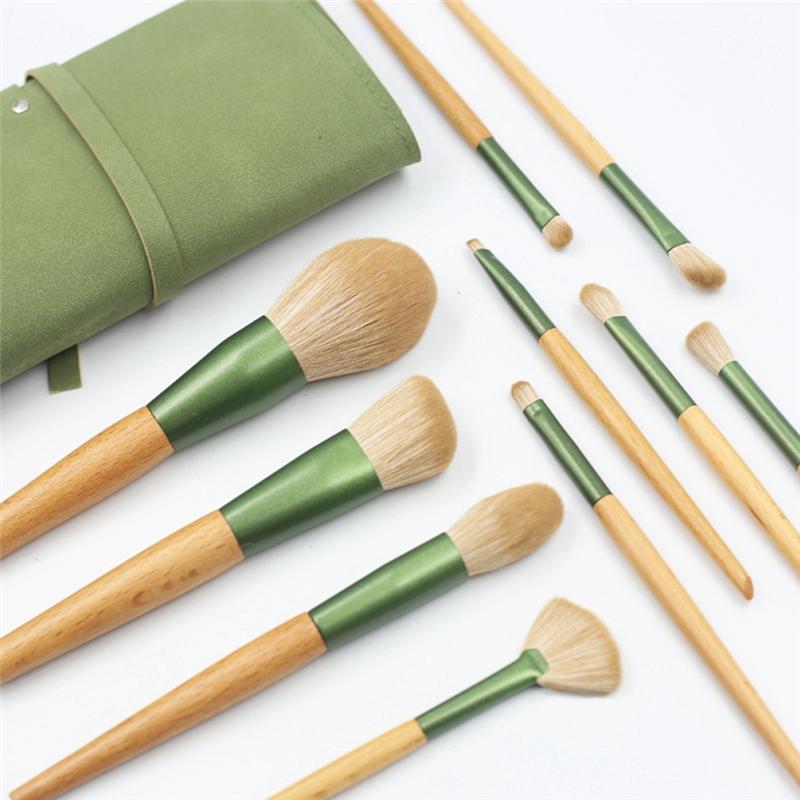 AEE4-10 Pieces Full Makeup Brushes Loose Powder Brush Foundation Brush Nose Shadow Brush Soft Fiber Hair