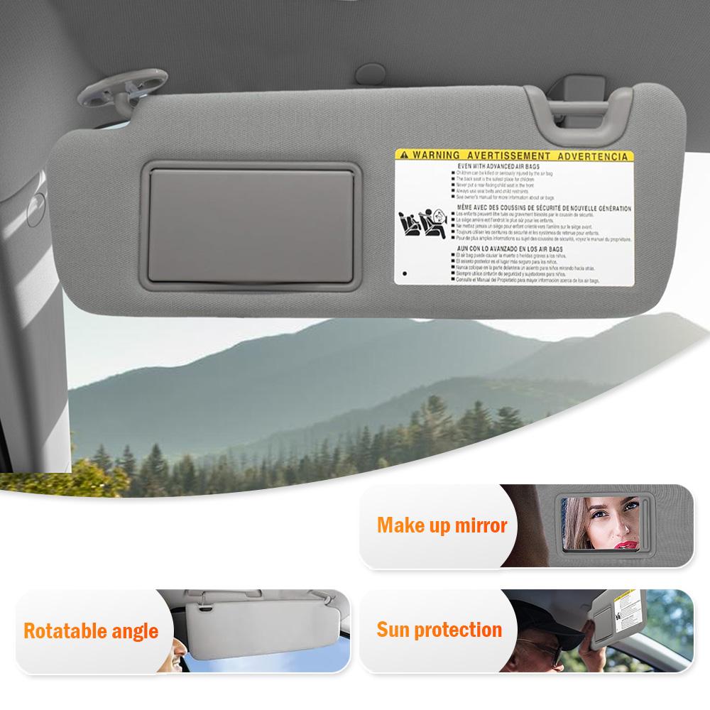 Car Left Right Sun Visor With Mirror Light for Toyota Highlander 2014 2015 2016 2017 2018  Beige/Grey 743100E074A0