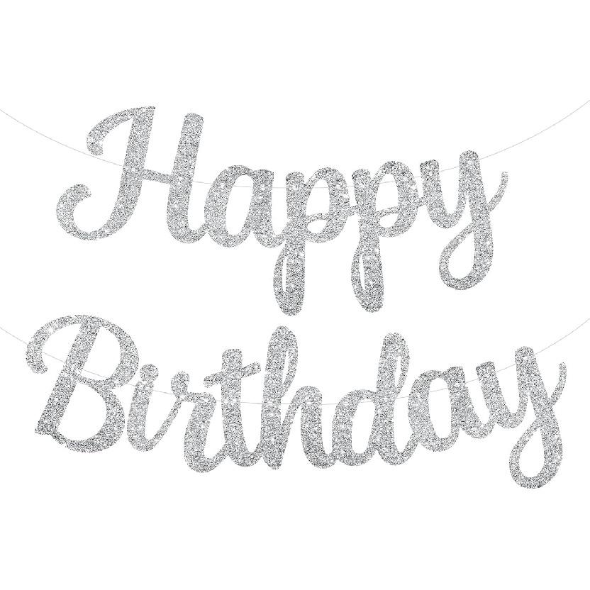 Pre-Strung Rose Gold Happy Birthday Banner NO DIY for Women Men Party Decorations