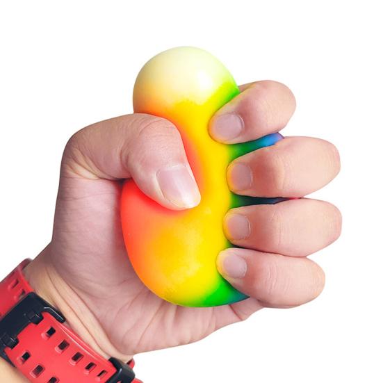 Rainbow Stress Ball Squeeze Toy Slow Rising Stress Relief Colorful Flour Ball Home Office Desk Toy Decompression Tool