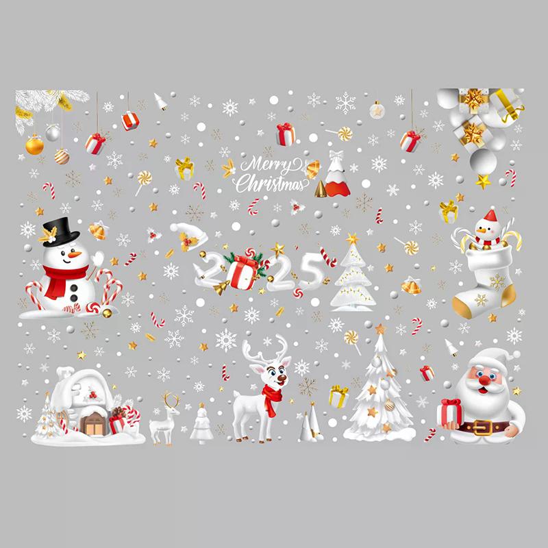 Christmas Candy Snow House Static Sticker, Christmas Glass Window Stickers, Christmas Window Stickers Decoration