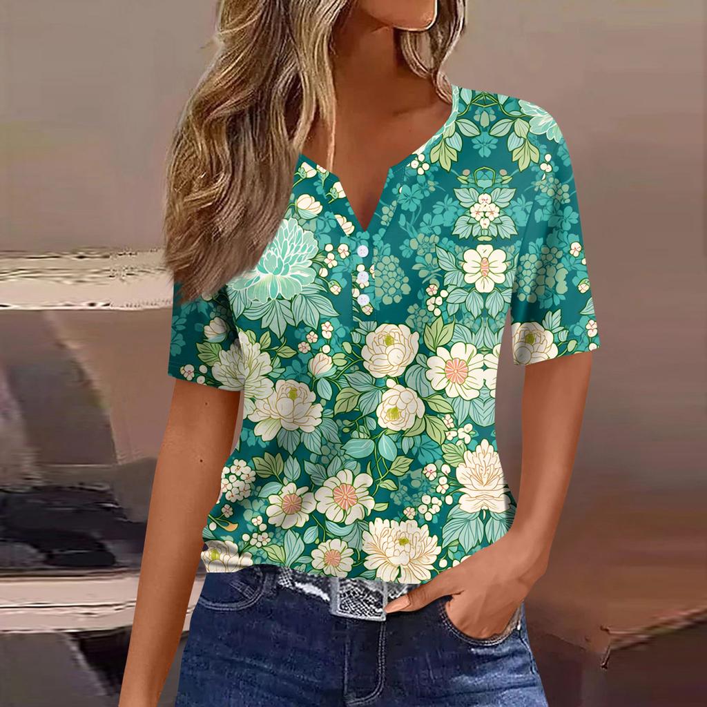 Women's Blouse Fashionable And Casual Short-Sleeved Printed T-shirt Top