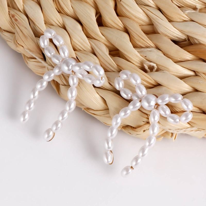 Temperament Dangle Earrings Pearl Bowknot Pendants Pendant Earrings Jewelry