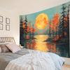 Tapestry Wall Computer Orange Full Moon