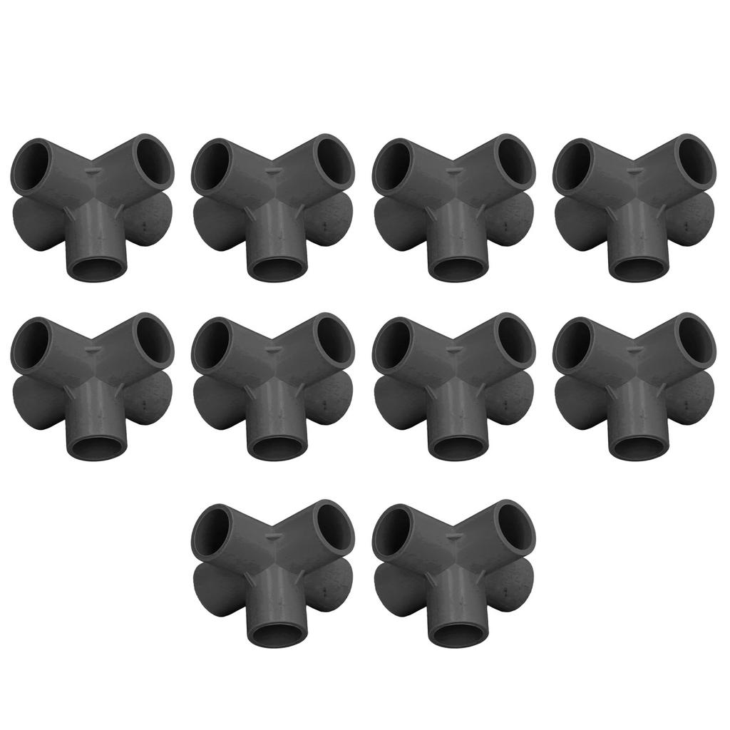 10 Pcs PVC Pipe Fitting 20mm 5 Way Right Angle 3 Dimensional Elbow Pipe Connector for Furniture