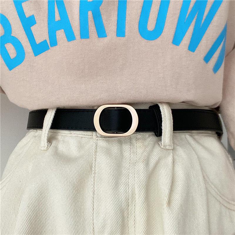 Women's American Retro Summer Black Leather Belt | Simple, Versatile, Trendy, Holeless Design