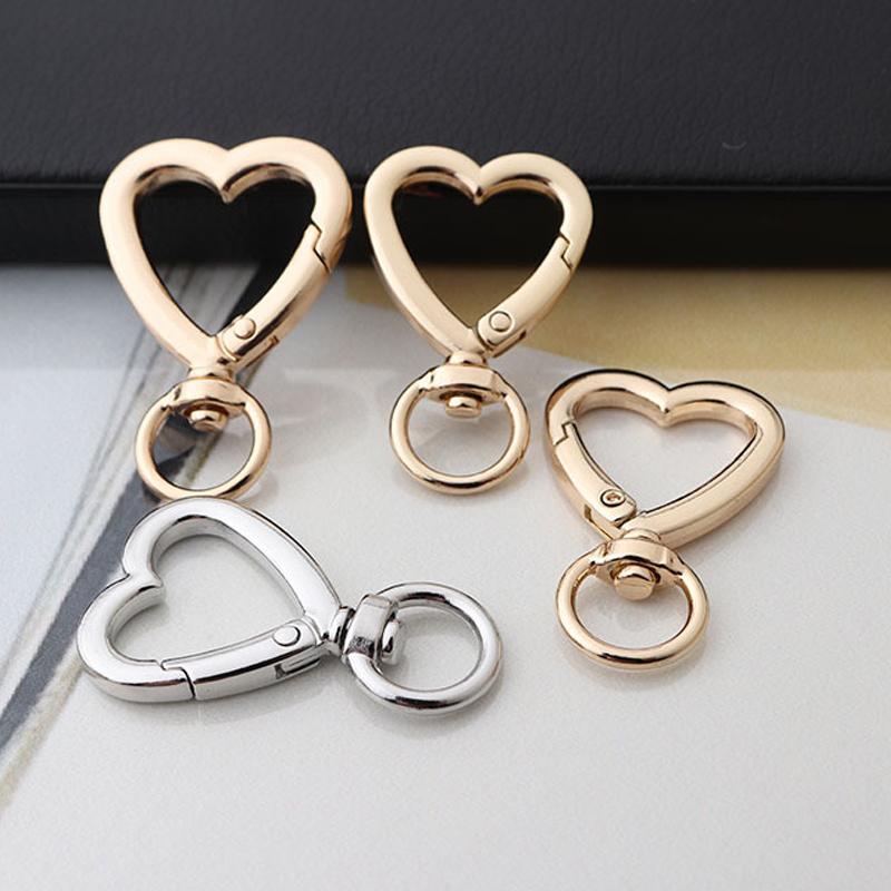 10Pcs Heart-Shaped Spring Gate Rings - Openable Keychain Clips, Fits Bags/Belts/Dog Chains, Snap Closure, Great for DIY
