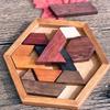 Jigsaw Puzzle Wooden Hexangular Tetris Game for Kids Education Brain Development Rubber Wood Puzle DIY Toy