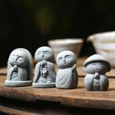Sochy Buddhy Roztomilé malé Jizo Socha Buddhy Figurky Zahradní ozdoby Japonský Buddha Ksitigarbha akvárium Bonsai