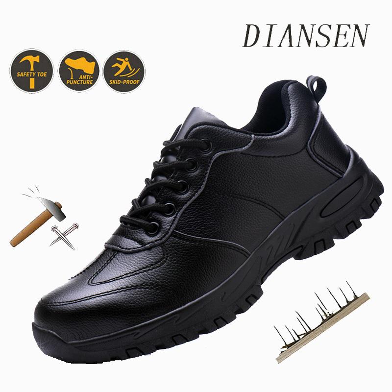 Chaussures de sécurité de travail pour hommes Embout en acier Résistant à la perforation Résistant à l'eau Chaussure en cuir Chaussure décontractée toutes saisons pour chantier d'exploitation