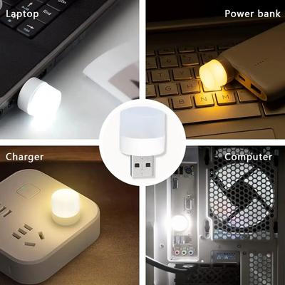 10/1Pcs Mini USB Night Light Warm White Eye Protection Book Reading Light USB Plug Computer Mobile Power Charging LED Night Lamp