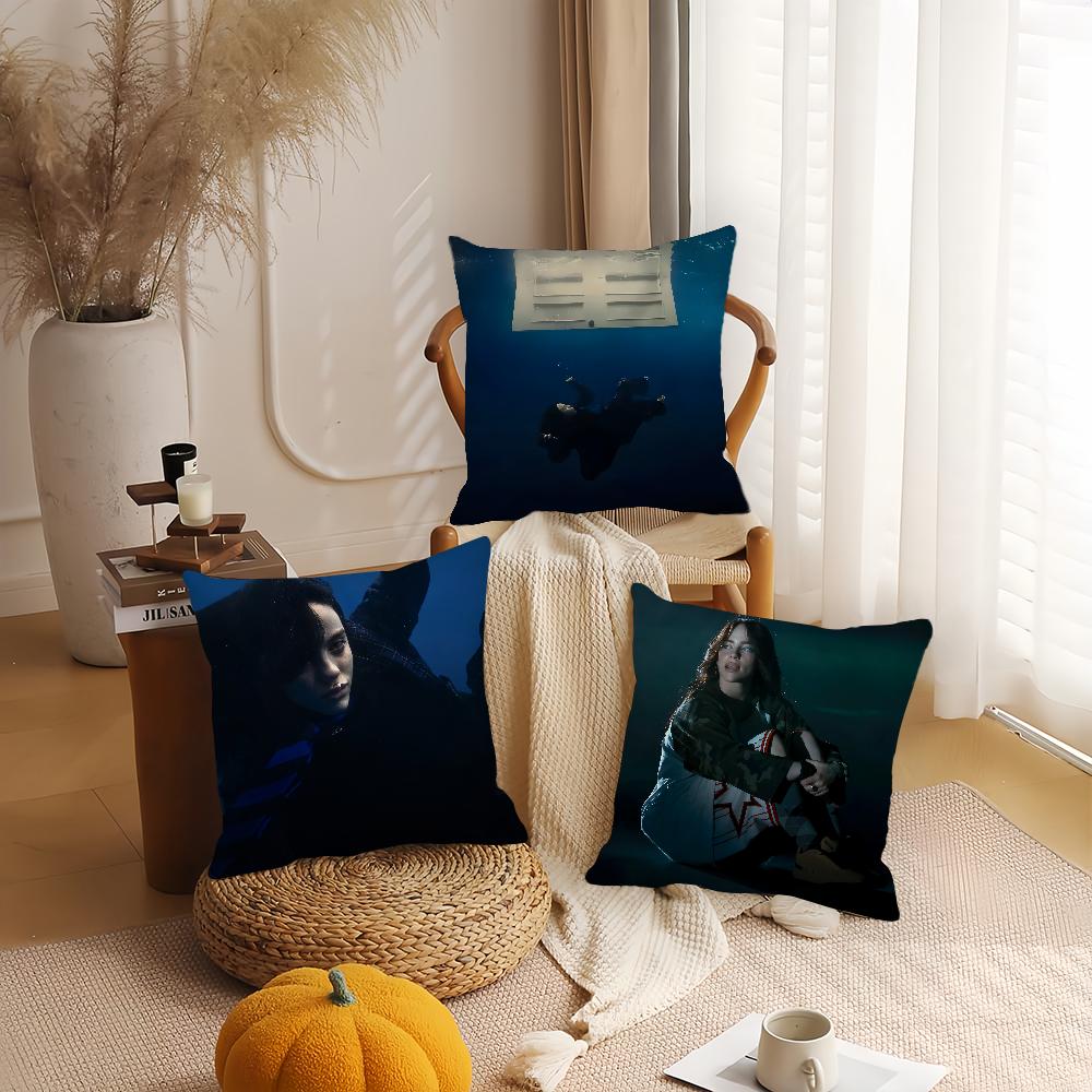 Singer B-Billie E-Eilish Hit Me Hard And Soft Pillow Case Office Cushions Suitable For Sofa Car Bedroom Decorative Cushion Cover