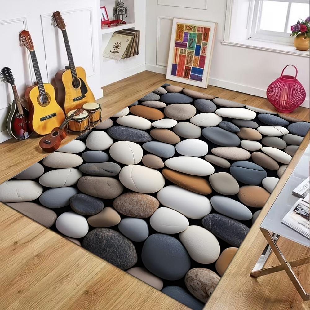 3D Rug Realistic Pebbles Floor Mat Live Room Bedroom Easy To Clean Rugs Children's Play Mat Home Decor Carpet Table Chair Mat