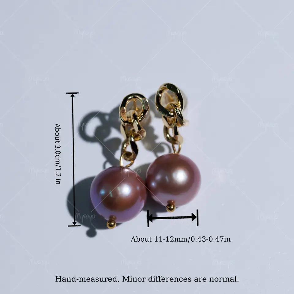 Purple Edison Freshwater Pearl Earrings (11-12mm) US золотой