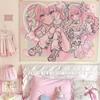Pink Cute Anime Girl Tapestry Living Room Bedroom Esports Room Wall Hanging Lolita Esports Girl Style Home Decoration