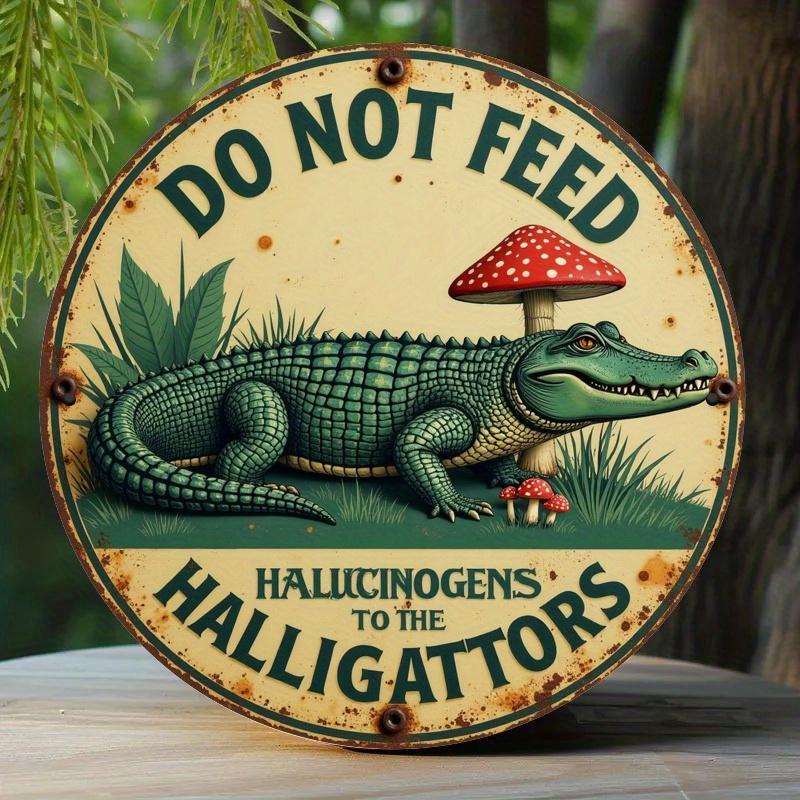 

2d Плоска 20*20см Дерев яна Табличка, Логотип Не Годуйте Отруйними Грибами Алігаторів, Домашній Подарунок, Прикраса Вікна, Веранда, Кімната, Дім, Настінна Прикраса 20*20cm