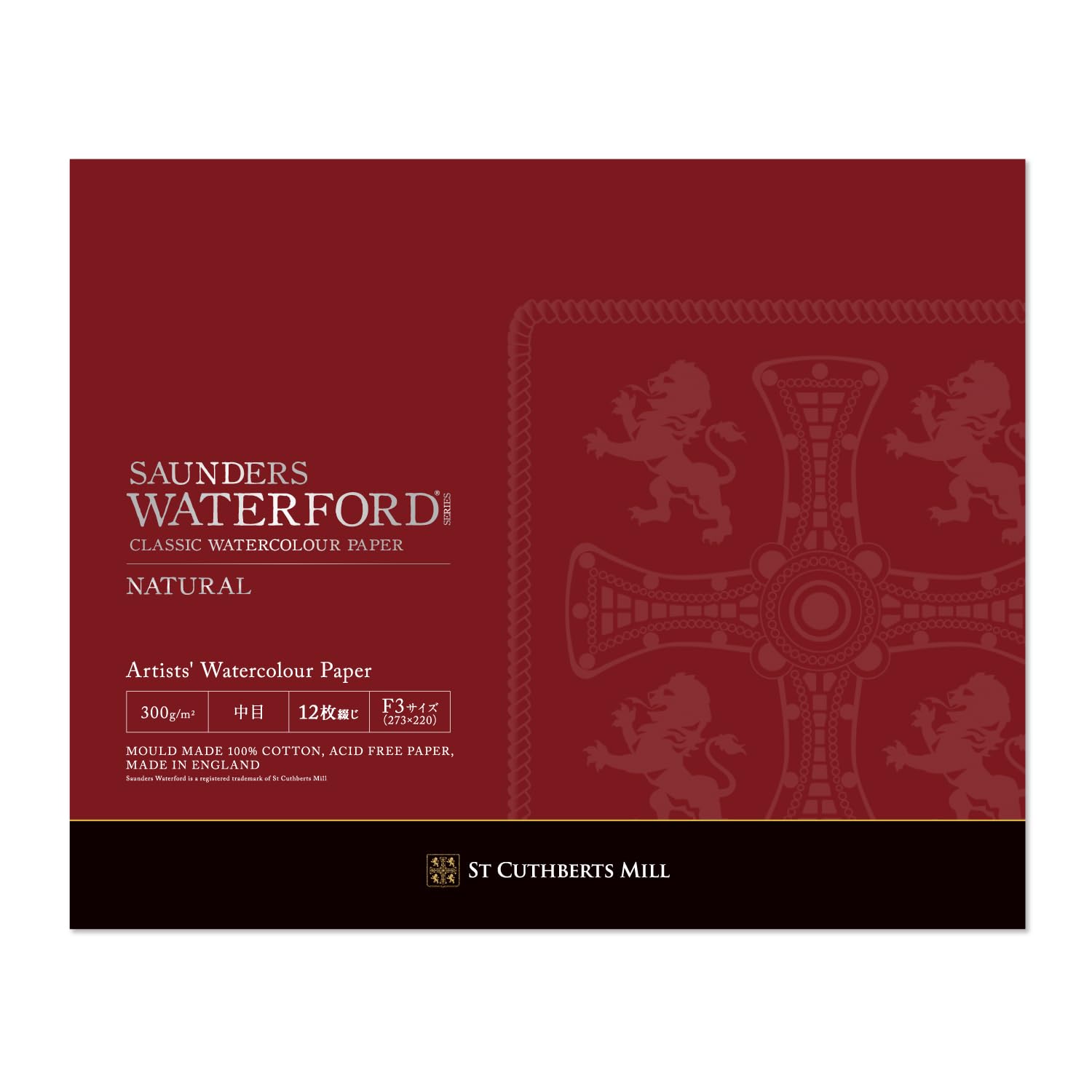 

Holbein Waterford Watercolor Paper Natural Medium 300g F3 Size Block Type 12 Sheets Binding 270912 EB-F3 білий