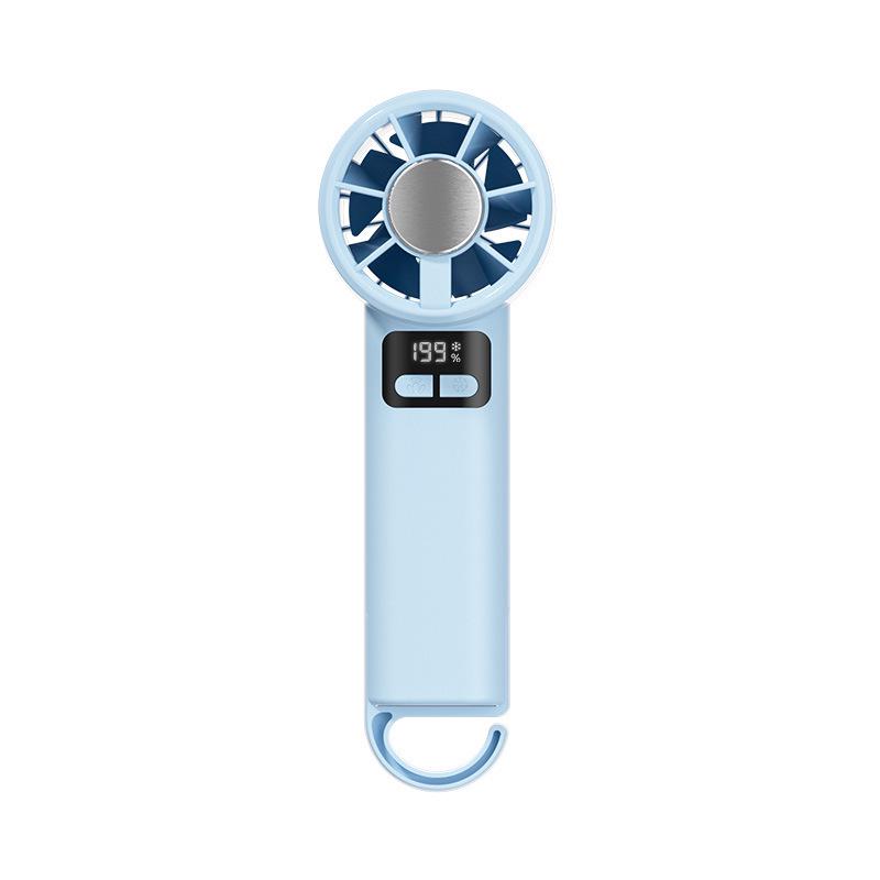 199-Gear USB Digital Display Handheld Fan with Semiconductor Ice Cooling and Carabiner Semiconductor Ice Cooling