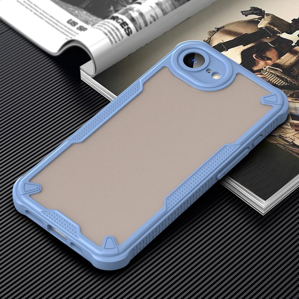 For iPhone 16e Back Cover WANLONFENG MFFJ2 Series TPU+Acrylic Phone Case with 2PCS Tempered Glass