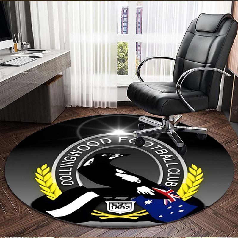 Collingwood Magpies Print Round Rug, Washable Floor Carpet, For Entryway Dorm Laundry Room Office Study, Home Decor Birthday Christmas Gift