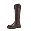 Autumn and winter medium heel large size knight boots women's thick-soled non-slip high boots round head square heel new rear zipper women's boots