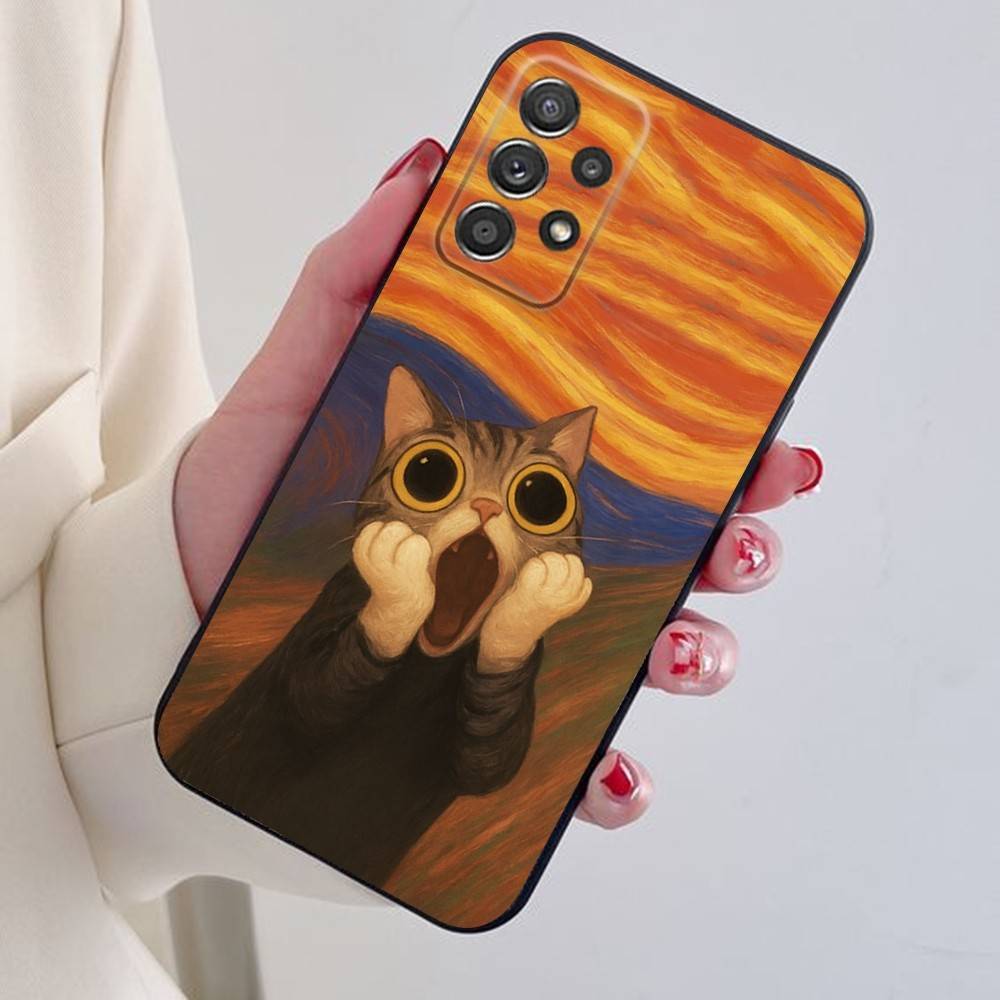 Funny Art Matisse Monet Black Cat Phone Case For Samsung S24,21,22,23,30,Ultra,20,Plus,Note,10,9,Black soft silicone case SamsungS21FE