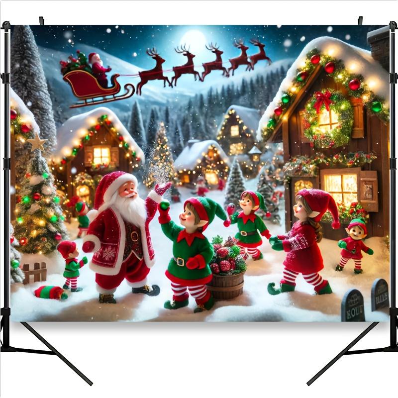 Santa Claus Village Christmas photography background holiday theme suitable for studio shooting