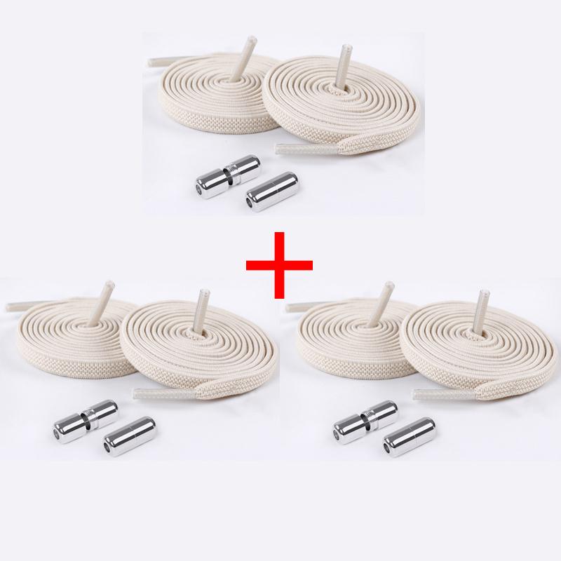 1Pair/3Pair 0.6 Cm Flat Elastic Shoelace Metal Buckle Shoelaces for Sneakers Kids and Adults Quick-Release Laces