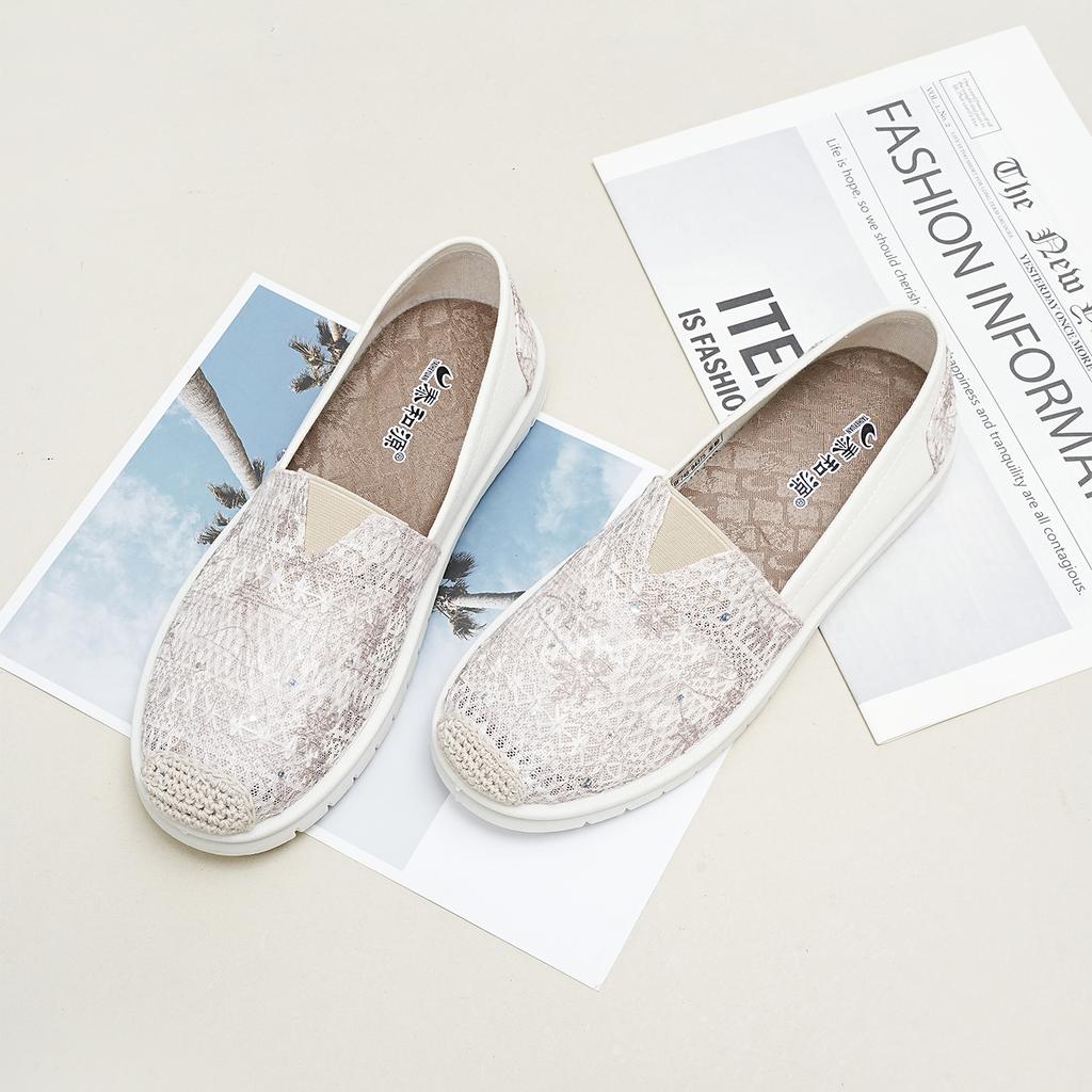 Taiheyuan Old Beijing Cloth Shoes Women's Summer Casual Style Mesh Flat Bottom Sneakers Lazy Shoes Comfortable Fisherman Shoes