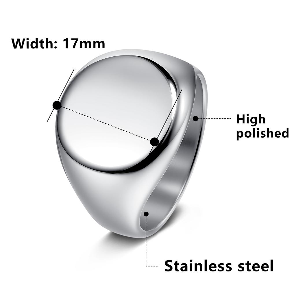 Anello di tenuta circolare lucido in acciaio inossidabile 316L per dita maschili Gioielli Accessori con incisione personalizzata
