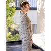Women's Gray Bow Pattern Long Sleeve Pajama Set: Casual & Comfortable for Spring/Summer
