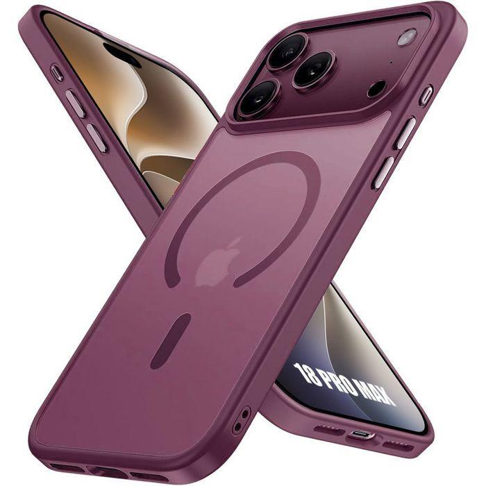 Coque pour iPhone 18 Pro Max, Protection Anti-Rayures Antichoc avec Cercle Magnétique Bordeaux