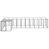 VidaXL Black Kennel 7.26 M² Steel Enclosure for Puppies Cage Dogs Outdoor 3082237