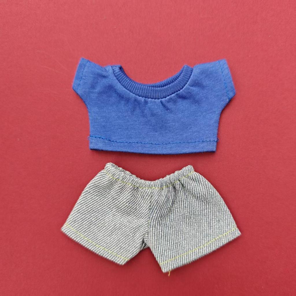 Labubu Keychain Pendant Outfit: Doll Jeans and Short Sleeve Set