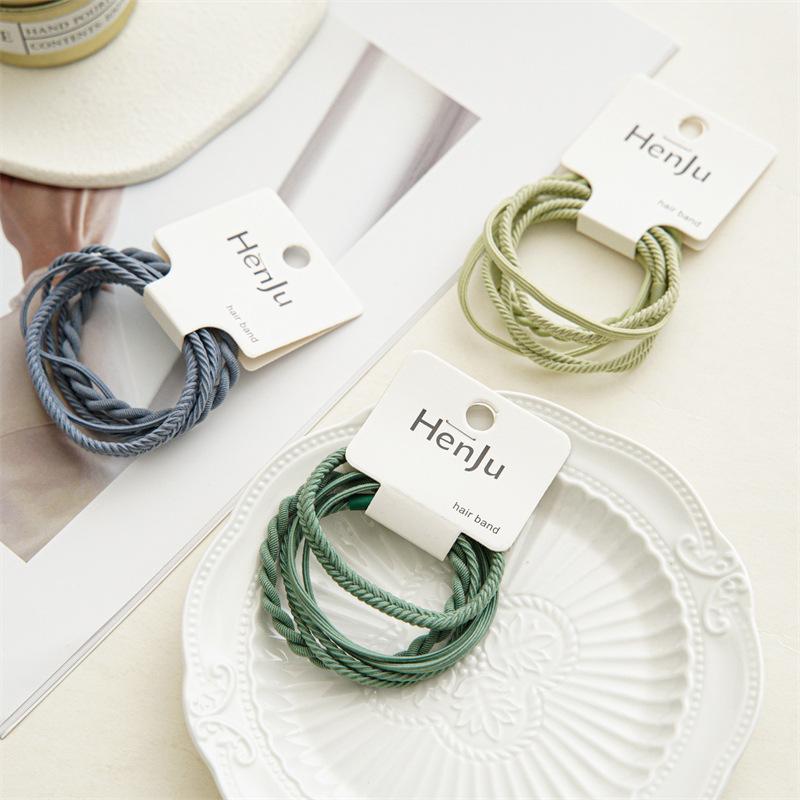 Summer New High-elasticity Durable Simple Braid Hair Elastic Hairband Hairpin Set Headwear