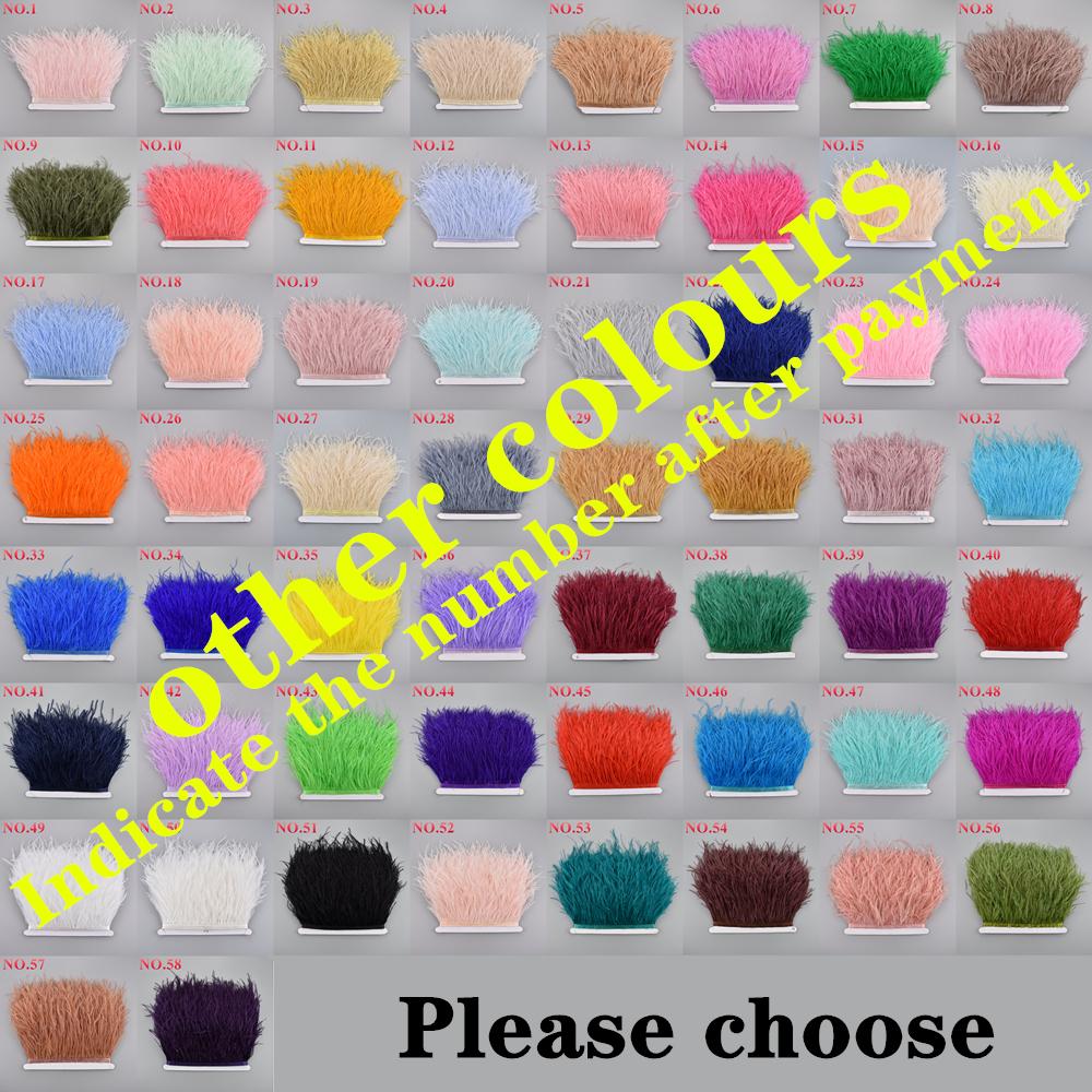 10Meters Ostrich Feathers On Ribbon On Tape 10-15Cm 4-6" Feather Trim Boa For Clothes Sewing White Fringe Dress Skirt Decor Diy