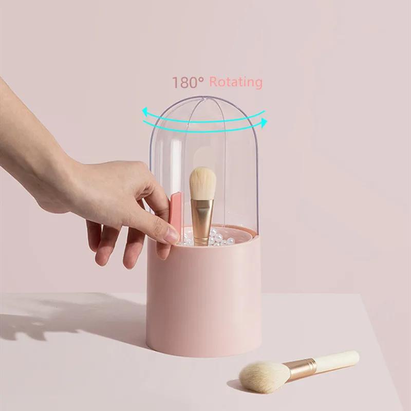 Multifunctional Makeup Brush Storage Box Transparent Dustproof Waterproof Pearl Candy Color Cosmetic Container Tools Organizer