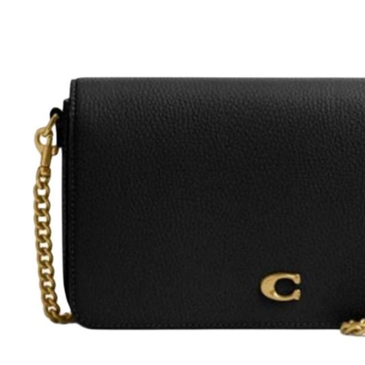 Coach 21 Gold Logo Chain Shoulder Strap Leather Crossbody Bag Mini Women bags Black CAO01-B4BK