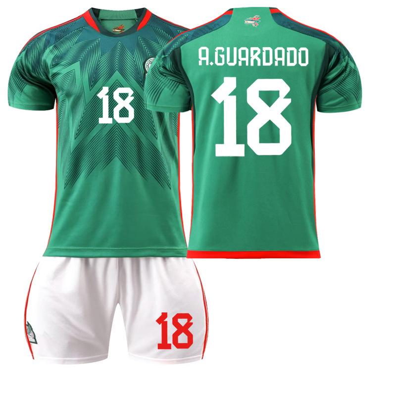2223 Mexican Football Jersey No. 14 Home 16 Jersey Green 9 Raul 22 Lozeno Set Socks Short Sleeves