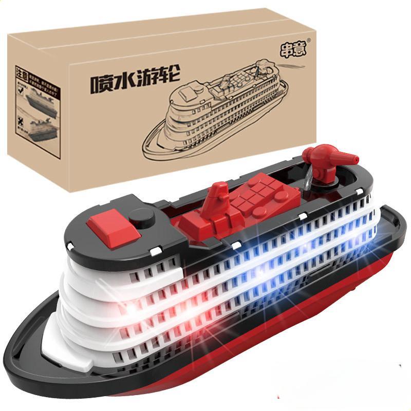 

Electric Fire Boat Kids Toy LED Flashing Music Spraying Water Bath Toy Realistic Creative Model Cruise Ship Bath Time Plaything чёрный