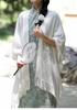 Artistic Tassel Knit Qipao Cardigan Cloak: Versatile Solid Color Shawl Women’s Coat