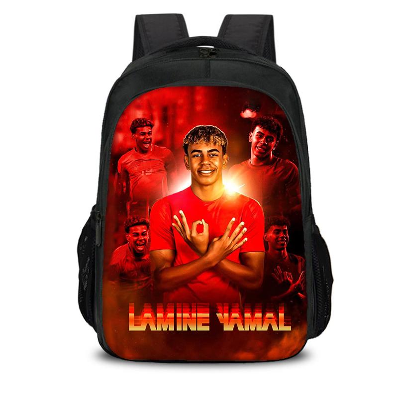 Zaino a doppio strato L-Lamin Yamal Zaino per la scuola Zaino da calcio Zaino sportivo da calcio Zaino da viaggio ad alta capacità