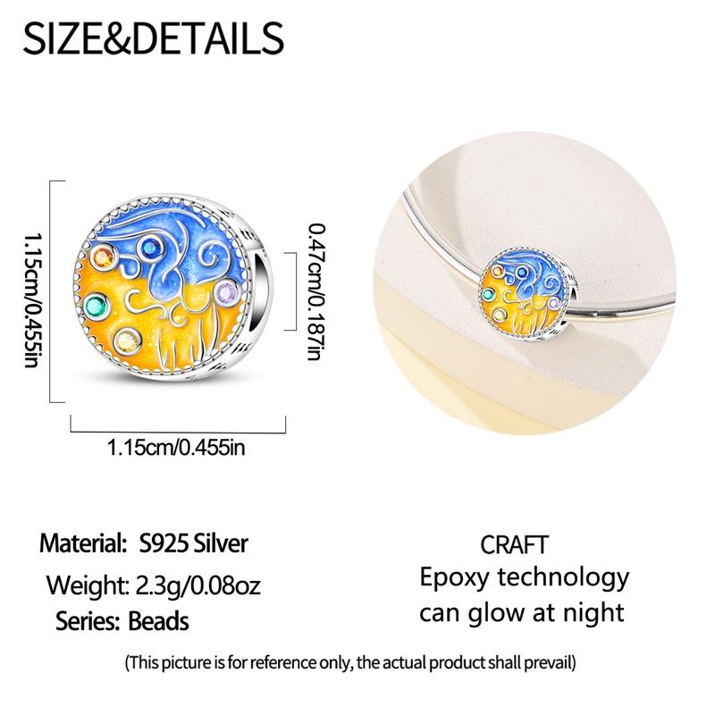 Kupfer Leuchtender Verträumter Sternenhimmel Ölgemälde Perlen Passen Charm Armband Anhänger Frauen DIY Feiner Schmuck Party Geschenk