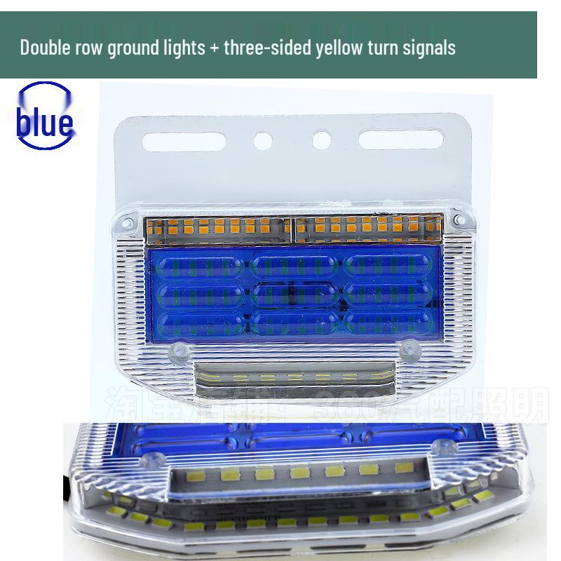

24V White LED Truck Side Lights: Three-Sided Yellow Turn Signal, Double Row Ground Illumination, No Blind Spot Marker Lights
