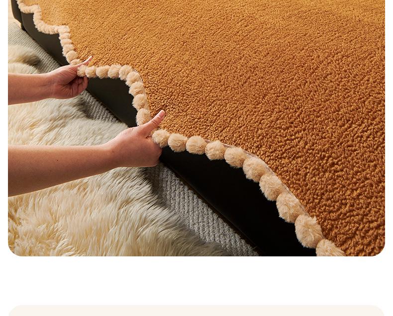 Lammwolle Anti-Rutsch Sofabezug: Dicke, einteilige Polsterung für Herbst & Winter