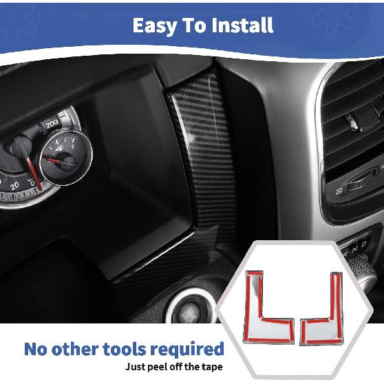 For RAM Dash Gauges Cluster Trim Cover Carbon Fiber for Dodge RAM 2010-2017 Black Carbon Fiber Grain Interior Accessories 2pcs