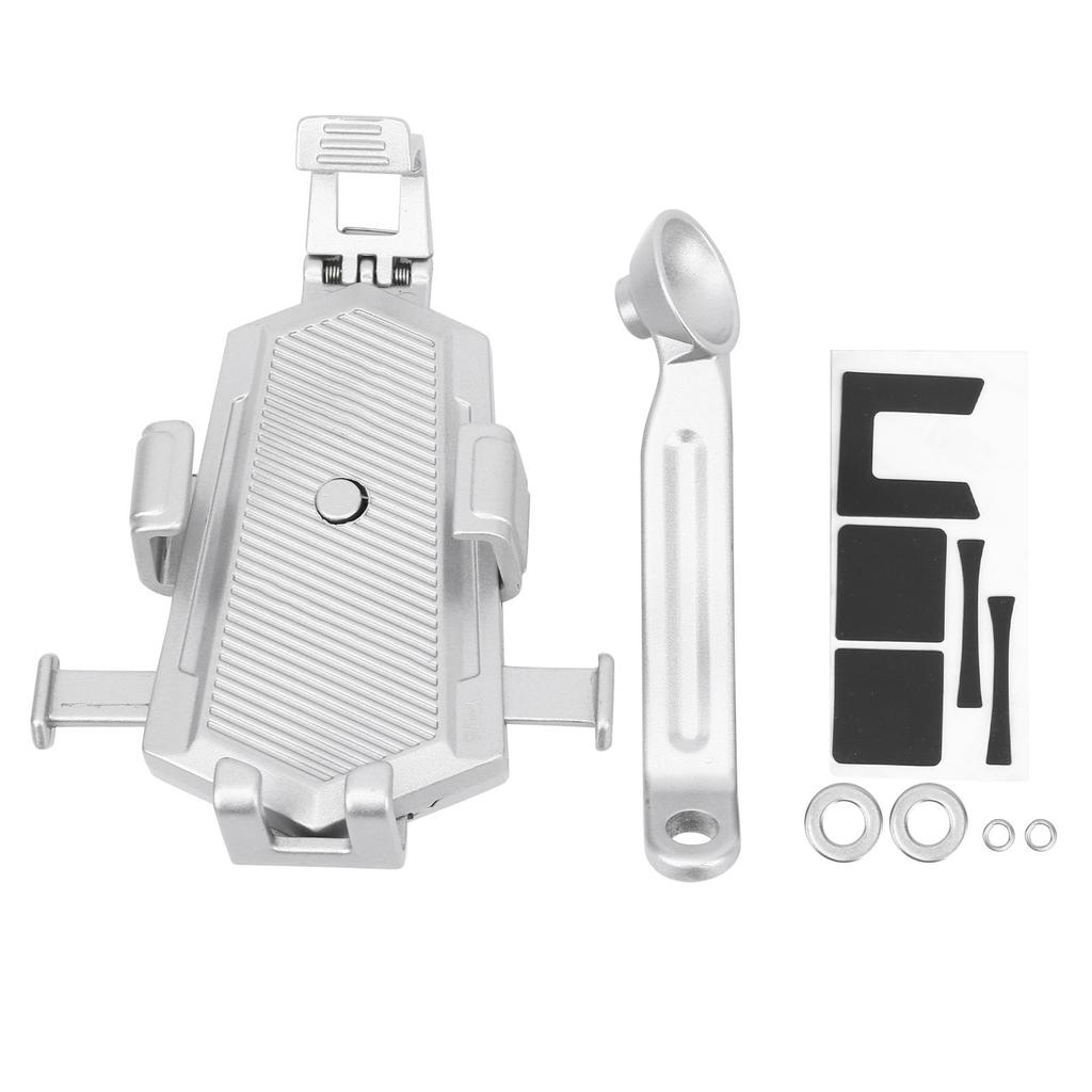 Aluminum Alloy Bike Phone Holder Shockproof Motorcycle Bicycle Cell Phone Stand MountSilver ‑ Rearview Mirror Type