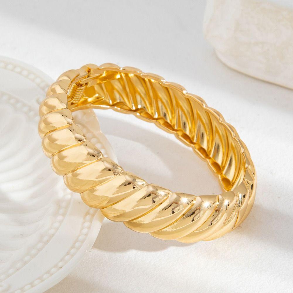 Metal Thread Texture Bangle Thick Women's Hand Bracelet Hip-Hop Retro Spring Bracelet  Men Women